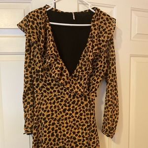 Free People Leopard Wrap Dress